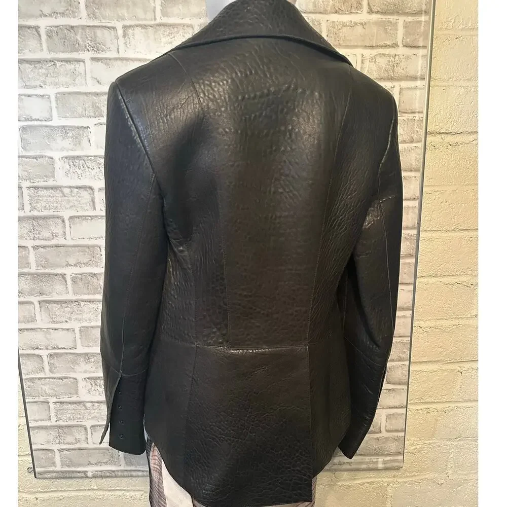 Vintage Akris Bergdorf Croc Embossed Goat Suede Leather Jacket size US 4 Hi-low